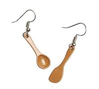 UPKOCH Pendientes Divertidos Forma de Cuchara Hecho a Mano, Gancho para Oreja de Alambre Café, Joyas para Mujer en Banquetes y Fiestas, Diseño Mini Ligero y Cómodo
