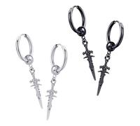 UPKOCH Pendientes Estilo Hip Hop Clip De Oreja Metálico, Pareja 4 Piezas, Accesorios Para Hombre y Mujer, Casual Urbano, Ligeros y Resistentes, Uso Diario, Negro y Plata