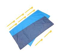UPKOCH Picnic Azul Gris con Piquetas Amarillas Alfombra Portátil Playa Exterior Camping Ligera Plegable Resistente Agua