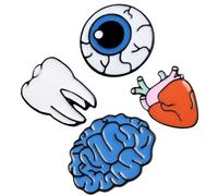 UPKOCH Pin de Cerebro, Corazón, Ojo y Diente en Esmalte, Accesorio Original para Mochilas y Ropa, Broche Divertido para Mujer