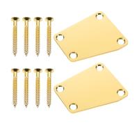 UPKOCH Placa de Mástil para Guitarra Eléctrica Metálica Dorada con Tornillos, 2 Unidades, Repuesto Resistente para Reparación y Refuerzo, Accesorios para Instrumentos Musicales