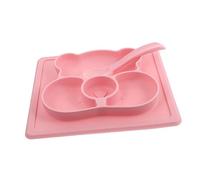 UPKOCH Plato Infantil de con Ventosa Antideslizante Diseño Dividido con Profundos para Bebés Material de Alimenticio Seguro y Resistente Altas Temperaturas Color Rosa Incluye Cuchara para