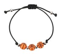UPKOCH Pulsera de Baloncesto Ajustable Cuentas de Baloncesto y Cuerda de Cera Negra Pulsera Deportiva Ligera para Fiestas Temáticas y Regalos Deportivos Diseño Cómodo Adultos