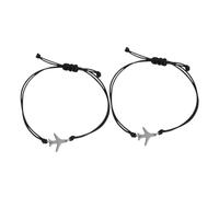UPKOCH Pulseras De Avión Ajustables De Cuerda Trenzada Negras, Pulsera Para Mujer y Hombre, Joyería Artesanal Para Amistad y Viajes, Diseño Minimalista Versátil y Cómodo, Pack 2 Piezas