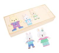 UPKOCH Puzzle Educativo de Madera para Niñas de Vestir Animales Rompecabezas de Cambio de Ropa Desarrollo Cognitivo y Coordinación Mano-Ojo Infantil con Conejito