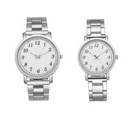 UPKOCH Relojes de Pulsera para Parejas 2 Piezas Acero Inoxidable Plateado Esfera Reloj Moderno E Informal Hipoalergénico Diseño Ligero y Resistente para Uso Diario
