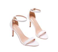 UPKOCH Sandalias de Boda de Tacón Alto para Mujer Tacones Punta Abierta Color Blanco Talla 37 Diseño de Tira Fina Zapatos de Fiesta Elegantes para Bodas y Eventos Formales