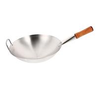 UPKOCH Sartén de acero inoxidable de un solo mango de 20.47 pulgadas para asar a la parrilla, uso de estufa de fuego de llama abierta de gas y estufa eléctrica de 3.74 pulgadas de profundidad, 1 wok