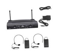 UPKOCH Sistema de Micrófono Inalámbrico UHF de Doble Canal con Transmisores Bodypack y Micrófonos de Diadema Receptor con Control de Volumen y Salida XLR Alcance hasta Karaoke y Eventos