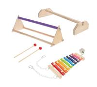 UPKOCH Soporte de Madera para Pájaros y Gallinas Xilófono Arcoíris, Perchero Multifuncional de 3 Piezas, Natural y Educativo para Jaulas y Suministros para Mascotas