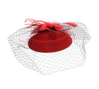 UPKOCH Tocado Fascinador Retro con Velo para Mujer Sombrero Pastillero Elegante para Bodas Fiestas y Eventos Diadema Cómoda y Rojo