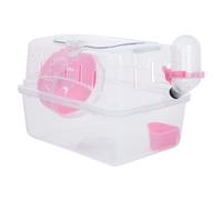 UPKOCH Transportín para Hámster Jaula Portátil de Transparente Estuche de Viaje para Mascotas Pequeñas para Hámsteres y Hurones con Accesorios de Alimentación y Agua Color Rosa