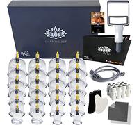 Uplife Kit de 24 ventosas fisioterapia anticelulíticas + 2 piedras Jade Gua Sha + 2 paños de microfibra | Manual de instrucciones en español | Ventosas para masaje con ventosa