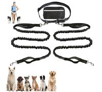 Upliftjoys Dog Leash, Upliftjoys Hands Free Dog Leash with Zipper Pouch, Dual Padded Handles Dogs Leashs, for All Dogs, Reflective Design for Walking Running (2Leash-Black)