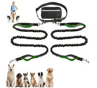 Upliftjoys Dog Leash, Upliftjoys Hands Free Dog Leash with Zipper Pouch, Dual Padded Handles Dogs Leashs, for All Dogs, Reflective Design for Walking Running (2Leash-Dark Green)
