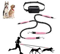 Upliftjoys Dog Leash, Upliftjoys Hands Free Dog Leash with Zipper Pouch, Dual Padded Handles Running Leashes for Medium and Large Dogs, Reflective Design for Walking Running (Pink,Double Rope)