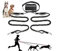 Upliftjoys Dog Leash, Upliftjoys Hands Free Dog Leash with Zipper Pouch, Dual Padded Handles Running Leashes for Medium and Large Dogs, Reflective Design for Walking Running (Gray,Double Rope)