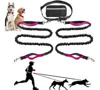 Upliftjoys Dog Leash, Upliftjoys Hands Free Dog Leash with Zipper Pouch, Dual Padded Handles Running Leashes for Medium and Large Dogs, Reflective Design for Walking Running (Rose,Double Rope)