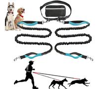 Upliftjoys Dog Leash, Upliftjoys Hands Free Dog Leash with Zipper Pouch, Dual Padded Handles Running Leashes for Medium and Large Dogs, Reflective Design for Walking Running (Sky Blue,Double Rope)