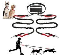 Upliftjoys Dog Leash, Upliftjoys Hands Free Dog Leash with Zipper Pouch, Dual Padded Handles Running Leashes for Medium and Large Dogs, Reflective Design for Walking Running (Red,Double Rope)