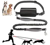 Upliftjoys Dog Leash, Upliftjoys Hands Free Dog Leash with Zipper Pouch, Dual Padded Handles Running Leashes for Medium and Large Dogs, Reflective Design for Walking Running (Gray,Single Rope)