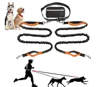 Upliftjoys Dog Leash, Upliftjoys Hands Free Dog Leash with Zipper Pouch, Dual Padded Handles Running Leashes for Medium and Large Dogs, Reflective Design for Walking Running (Orange,Double Rope)