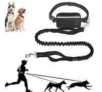 Upliftjoys Dog Leash, Upliftjoys Hands Free Dog Leash with Zipper Pouch, Dual Padded Handles Running Leashes for Medium and Large Dogs, Reflective Design for Walking Running (Black,Single Rope)