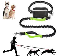 Upliftjoys Dog Leash, Upliftjoys Hands Free Dog Leash with Zipper Pouch, Dual Padded Handles Running Leashes for Medium and Large Dogs, Reflective Design for Walking Running (Green,Single Rope)