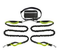 Upliftjoys Dog Leash, Upliftjoys Hands Free Dog Leash with Zipper Pouch, Dual Padded Handles Running with Reflective Design, for Medium and Large Dog (Green,Double Rope)