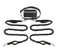 Upliftjoys Dog Leash, Upliftjoys Hands Free Dog Leash with Zipper Pouch, Dual Padded Handles Running with Reflective Design, for Medium and Large Dog (Black,Double Rope)