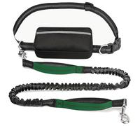 Upliftjoys Dog Leash, Upliftjoys Hands Free Dog Leash with Zipper Pouch, Dual Padded Handles Running with Reflective Design, for Medium and Large Dog (Dark Green,Single Rope)