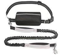 Upliftjoys Dog Leash, Upliftjoys Hands Free Dog Leash with Zipper Pouch, Dual Padded Handles Running with Reflective Design, for Medium and Large Dog (Silver Gray,Single Rope)