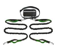 Upliftjoys Dog Leash, Upliftjoys Hands Free Dog Leash with Zipper Pouch, Dual Padded Handles Running with Reflective Design, for Medium and Large Dog (Dark Green,Double Rope)
