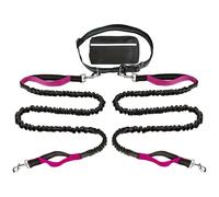 Upliftjoys Dog Leash, Upliftjoys Hands Free Dog Leash with Zipper Pouch, Dual Padded Handles Running with Reflective Design, for Medium and Large Dog (Rose Red,Double Rope)