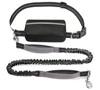 Upliftjoys Dog Leash, Upliftjoys Hands Free Dog Leash with Zipper Pouch, Dual Padded Handles Running with Reflective Design, for Medium and Large Dog (Gray,Single Rope)