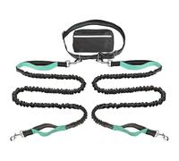 Upliftjoys Dog Leash, Upliftjoys Hands Free Dog Leash with Zipper Pouch, Dual Padded Handles Running with Reflective Design, for Medium and Large Dog (Light Green,Double Rope)