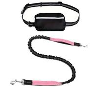 Upliftjoys Dog Leash, Upliftjoys Hands Free Dog Leash with Zipper Pouch, Dual Padded Handles Running with Reflective Design, for Medium and Large Dog (Pink,Single Rope)