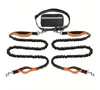 Upliftjoys Dog Leash, Upliftjoys Hands Free Dog Leash with Zipper Pouch, Dual Padded Handles Waist Leashes for Dogs Walking, Retractable Adjustable, Reflective Design (Orange,Double Rope)