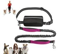 Upliftjoys Dog Leash, Upliftjoys Hands Free Dog Leash with Zipper Pouch, Dual Padded Handles Waist Leashes for Walking, Retractable Dogs Leashes for Small＆Large Dogs (Rose,Single Cord)