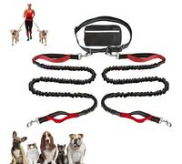 Upliftjoys Dog Leash, Upliftjoys Hands Free Dog Leash with Zipper Pouch, Dual Padded Handles Waist Leashes for Walking, Retractable Dogs Leashes for Small＆Large Dogs (Red,Double Rope)