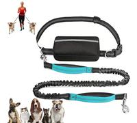 Upliftjoys Dog Leash, Upliftjoys Hands Free Dog Leash with Zipper Pouch, Dual Padded Handles Waist Leashes for Walking, Retractable Dogs Leashes for Small＆Large Dogs (Light Blue,Single Cord)