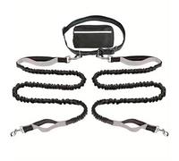 Upliftjoys Dog Leash, Upliftjoys Hands Free Dog Leash with Zipper Pouch, Dual Padded Handles Waist Leashes for Dogs Walking, Retractable Adjustable, Reflective Design (Silver,Double Rope)