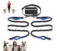 Upliftjoys Dog Leash, Upliftjoys Hands Free Dog Leash with Zipper Pouch, Dual Padded Handles Waist Leashes for Walking, Retractable Dogs Leashes for Small＆Large Dogs (Blue,Double Rope)