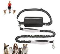 Upliftjoys Dog Leash, Upliftjoys Hands Free Dog Leash with Zipper Pouch, Dual Padded Handles Waist Leashes for Walking, Retractable Dogs Leashes for Small&Large Dogs (Silver,Single Cord)