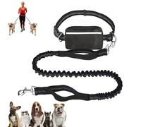 Upliftjoys Dog Leash, Upliftjoys Hands Free Dog Leash with Zipper Pouch, Dual Padded Handles Waist Leashes for Walking, Retractable Dogs Leashes for Small＆Large Dogs (Black,Single Cord)