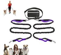 Upliftjoys Dog Leash, Upliftjoys Hands Free Dog Leash with Zipper Pouch, Dual Padded Handles Waist Leashes for Walking, Retractable Dogs Leashes for Small＆Large Dogs (Purple,Double Rope)
