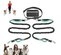 Upliftjoys Dog Leash, Upliftjoys Hands Free Dog Leash with Zipper Pouch, Dual Padded Handles Waist Leashes for Walking, Retractable Dogs Leashes for Small＆Large Dogs (Light green,Double Rope)