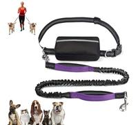 Upliftjoys Dog Leash, Upliftjoys Hands Free Dog Leash with Zipper Pouch, Dual Padded Handles Waist Leashes for Walking, Retractable Dogs Leashes for Small＆Large Dogs (Purple,Single Cord)