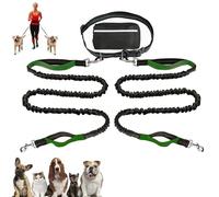 Upliftjoys Dog Leash, Upliftjoys Hands Free Dog Leash with Zipper Pouch, Dual Padded Handles Waist Leashes for Walking, Retractable Dogs Leashes for Small＆Large Dogs (Grass Green,Double Rope)