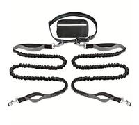 Upliftjoys Dog Leash, Upliftjoys Hands Free Dog Leash with Zipper Pouch, Dual Padded Handles Waist Leashes for Dogs Walking, Retractable Adjustable, Reflective Design (Gray,Double Rope)